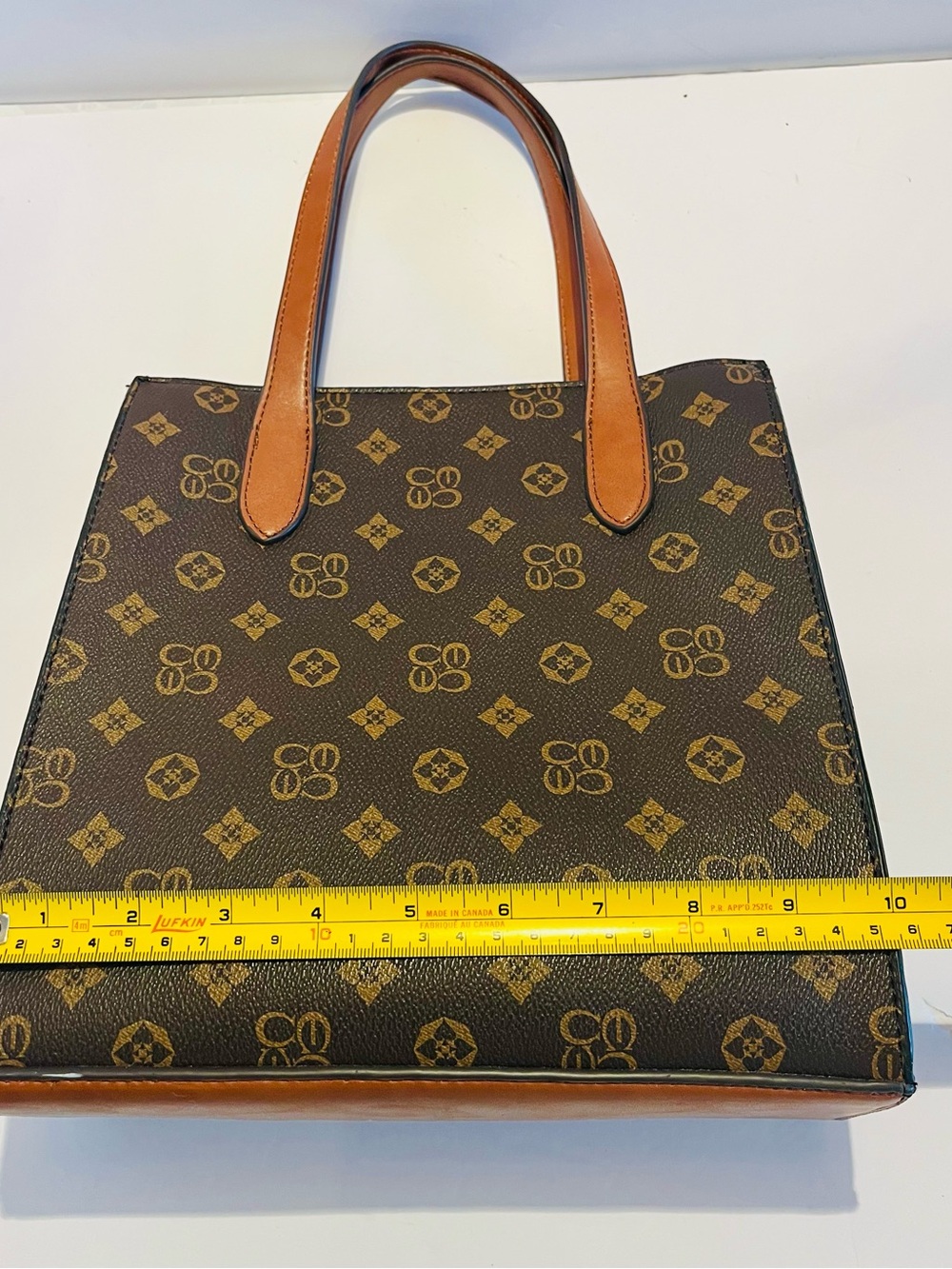 Designer Inspired Monogram Brown Tote Bag Crossbody Satchel Purse - Picture 8 of 16